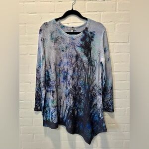 Jess & Jane Lagenlook Artsy Asymmetrical Tunic Top USA Size L